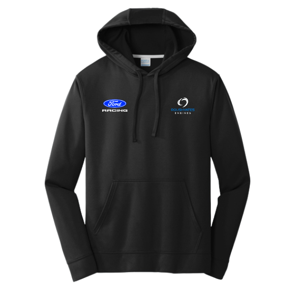 PERFORMANCE FLEECE HOODIE - BLACK WITH FORD RACING BLUE OVAL