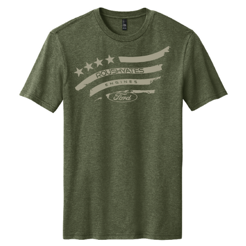 ROUSH YATES ENGINES FLAG TEE, MILITARY GREEN
