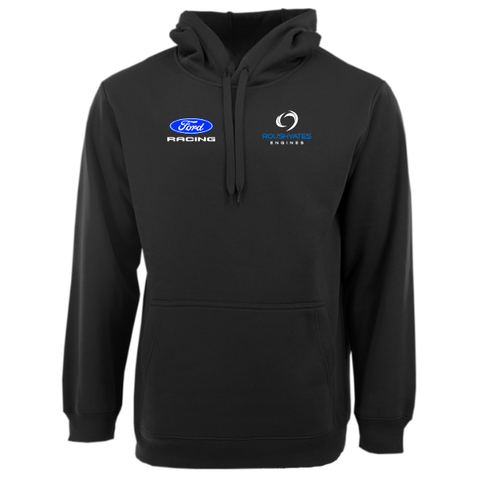 HEAVYWEIGHT FLEECE HOODIE - BLACK WITH FORD RACING BLUE OVAL