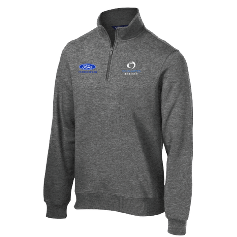 1/4 ZIP EMBROIDERED FORD RACING PULLOVER - HEATHER GREY