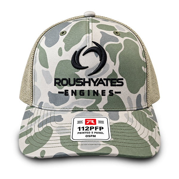 ROUSH YATES ENGINES EMBROIDERED HAT, BLACK/GREEN CAMO