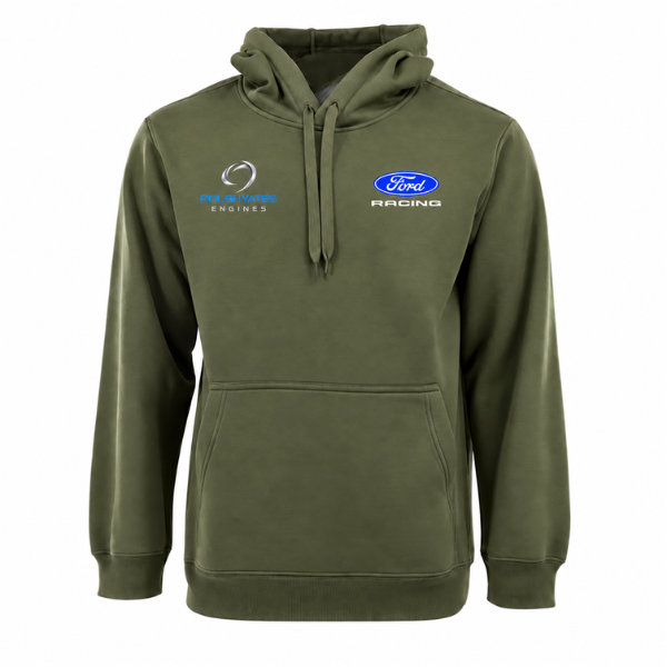 HEAVYWEIGHT FLEECE HOODIE - GREEN WITH FORD RACING BLUE OVAL